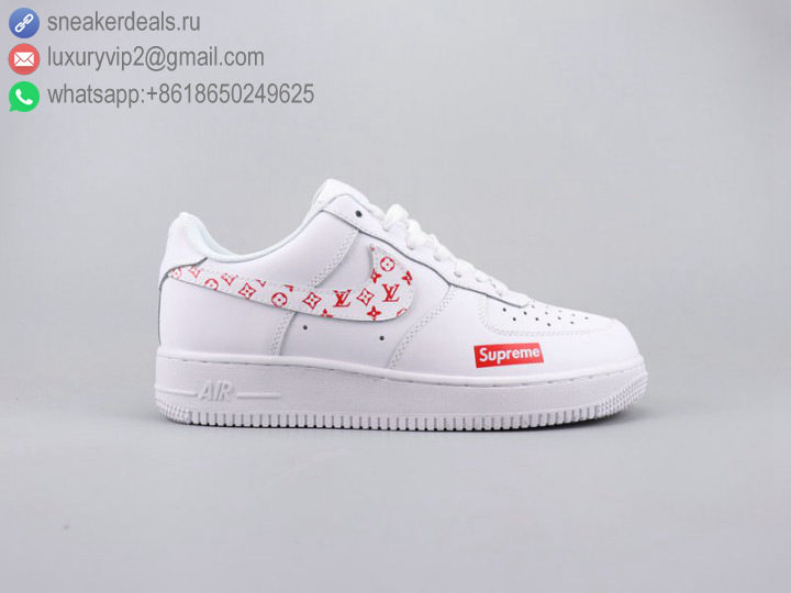 NIKE AIR FORCE 1 LOW '07 LV SUPREME WHITE RED UNISEX LEATHER SKATE SHOES